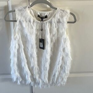 Max studio white feather tank top NEW